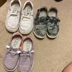 Bundle of Hey Dude Sneakers - White, pink and camo.